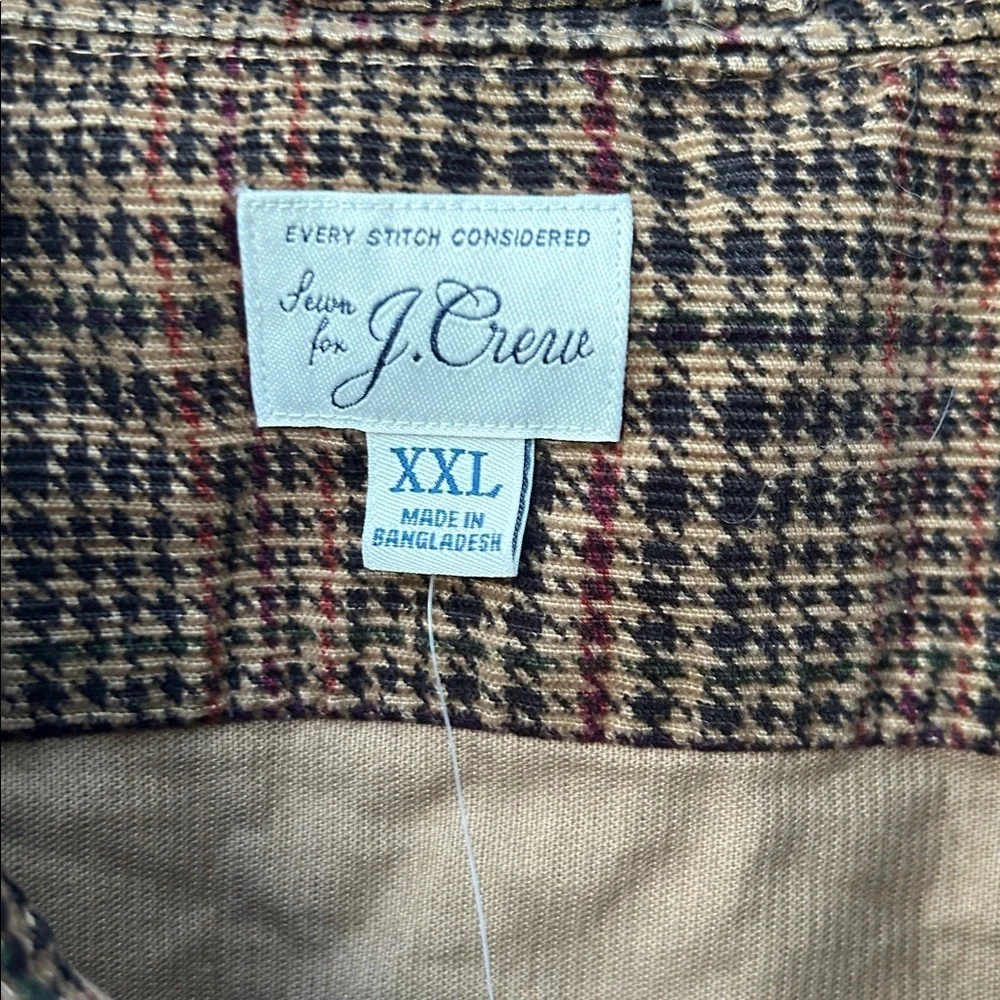 NWT J. Crew Corduroy CPO Shirt in Haizel Brown Multi Size XXL Gorpcore Casual